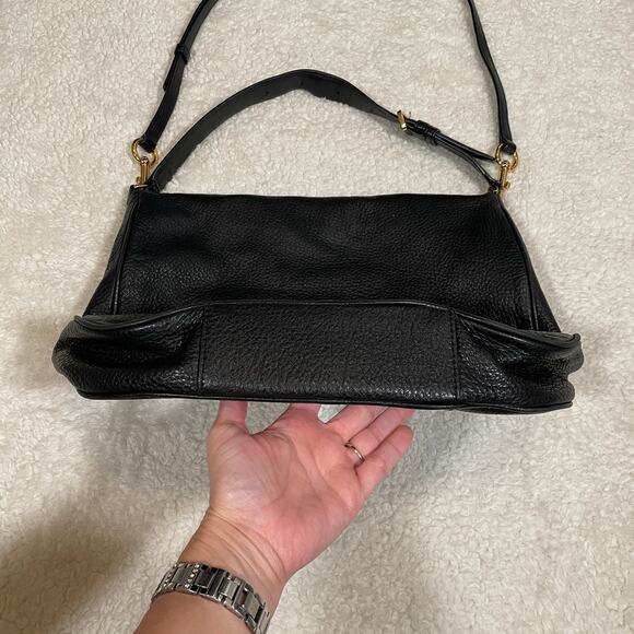 Marc Jacobs Empire City Hobo Handbag Black Pebbled Leather Flap Top 2 Strap - Picture 6 of 9